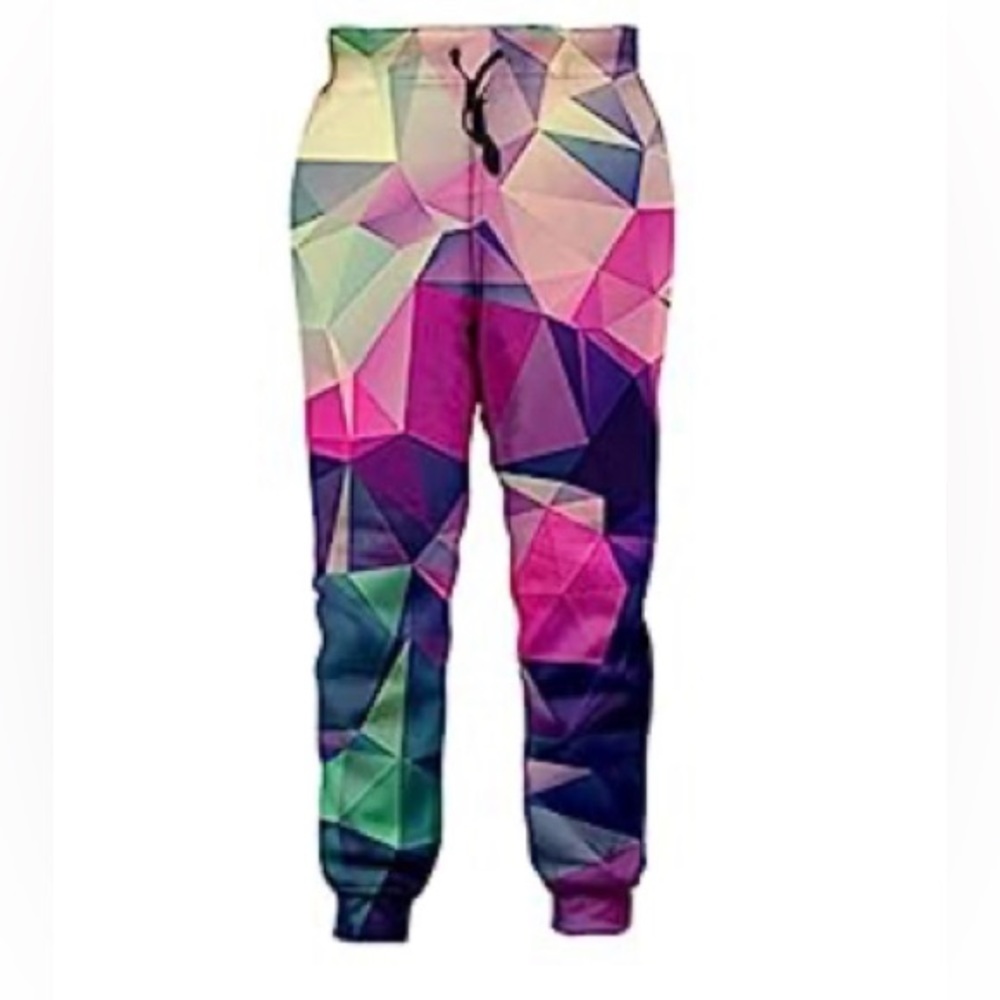 3D Color print sweatpants with drawstring